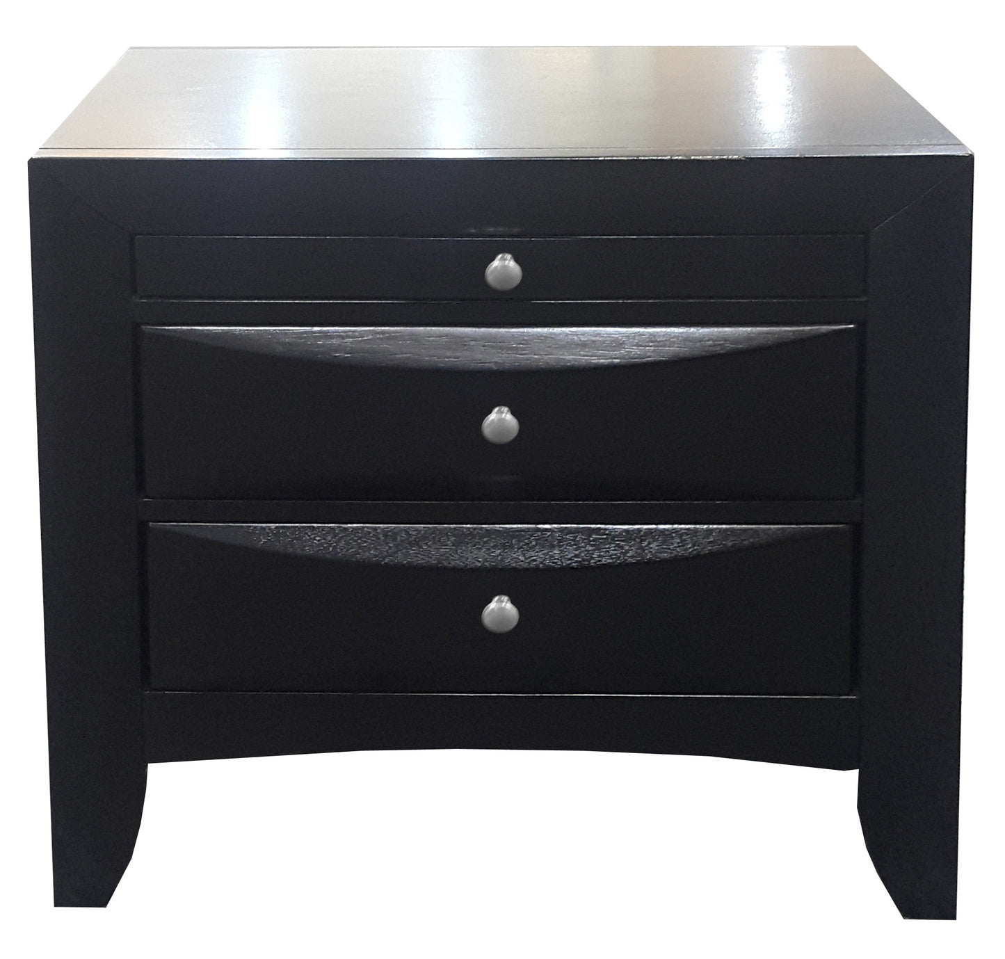 Black 2-Drawer Nightstand with Tray