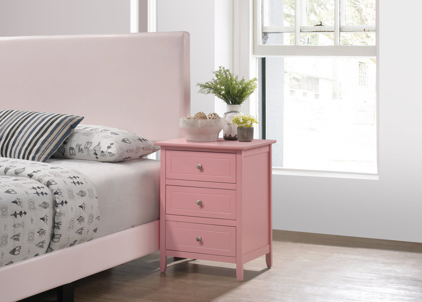 Charming Contemporary Pink Nightstand