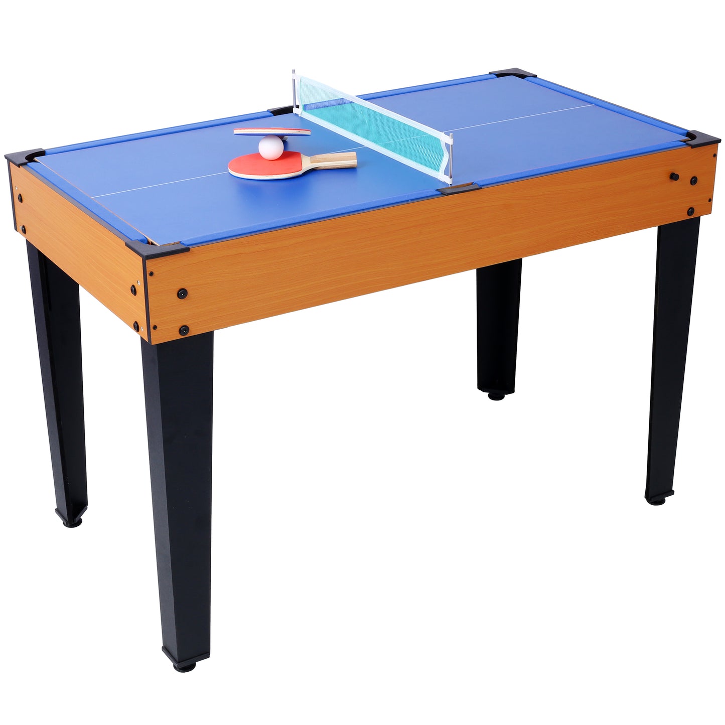 5-in-1 Multi-Game Table - Billiards, Push Hockey, Foosball, Ping Pong, and Basketball  brown /blue