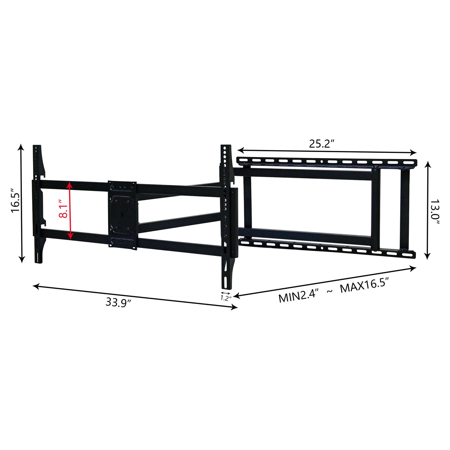 TV Wall Mount Bracket, 40-120 Inch TV, with Rotation and Tilt Functions, Full-motion TV Wall Mount, Adjustable Dual, Distance from Wall 70-1016 mm, Maximum VESA 800*400 mm, 132lbs