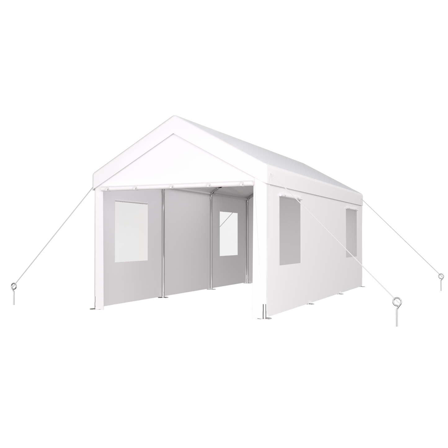 Carport 12' x 20' Portable Garage, Heavy Duty Car Port Canopy with 2 Roll-up Doors & 4 Ventilated Windows for Car, Truck, Boat, Garden Tools,white