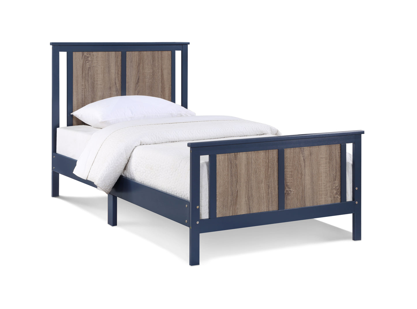 Connelly Twin Bed Midnight Blue/Vintage Walnut