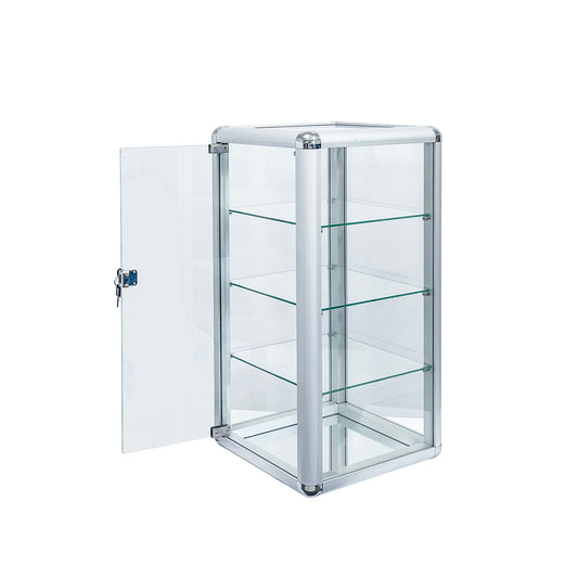 Tempered Glass Counter Top Display Showcase with Sliding Glass Door and Lock,Standard Aluminum Framing with Sliding Glass Door and Lock-display cabinet