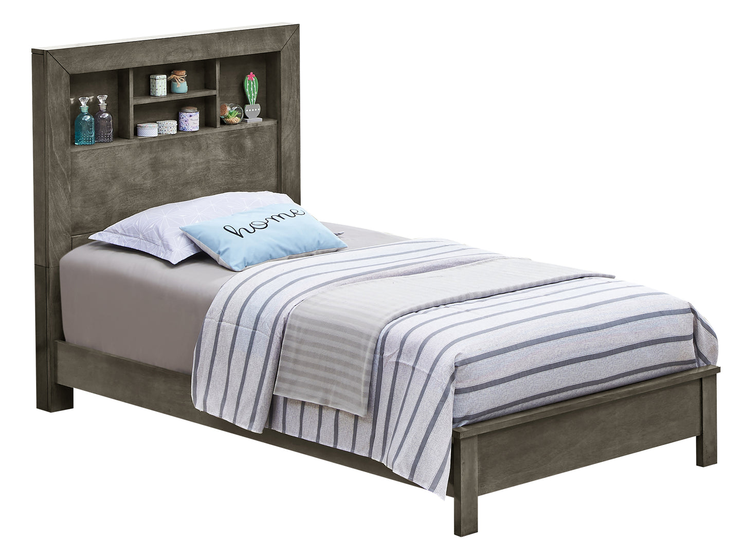 Tranquil Gray Transitional Bed For Comfort