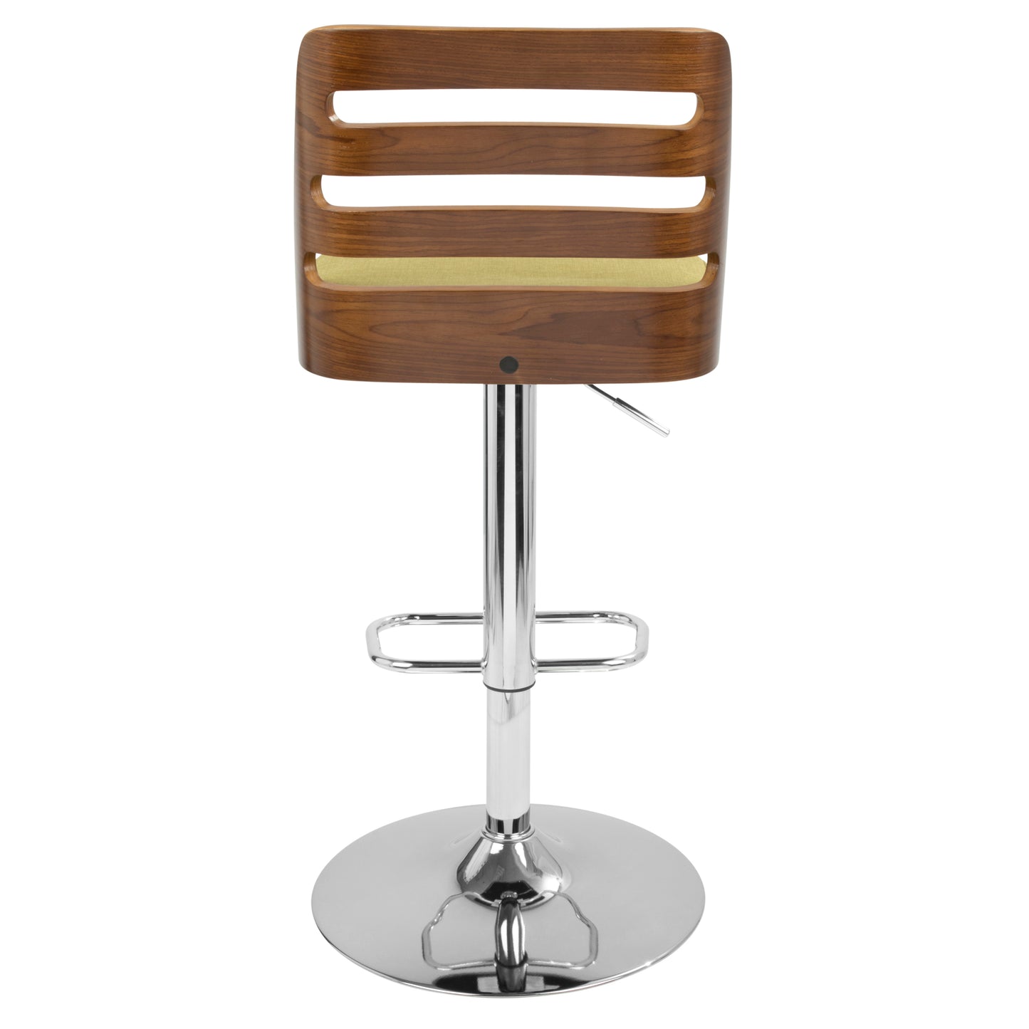 Trevi Mid-Century Modern Adjustable Barstool with Swivel in Walnut and Green by LumiSource