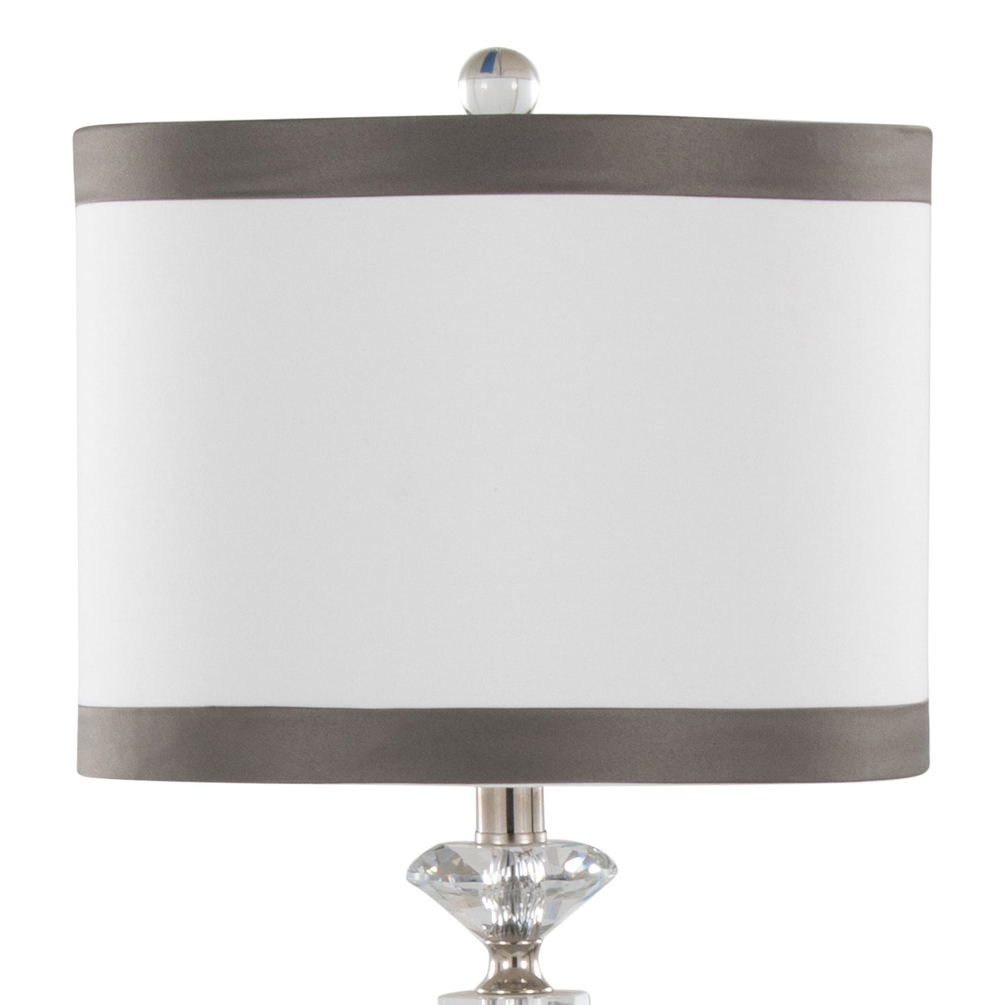 Diamond Torch 25.75" Crystal Contemporary Table Lamp in Clear K9 Crystal, Off-White Linen Shade with Dark Grey Trim and Polished Nickel Accents from Grandview Gallery by LumiSource - Set of 2