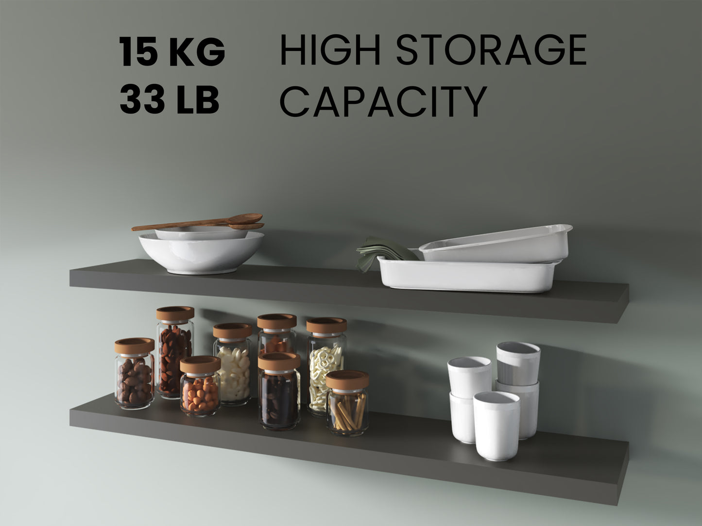 Greer Floating Shelf in Melamine x2, Grey