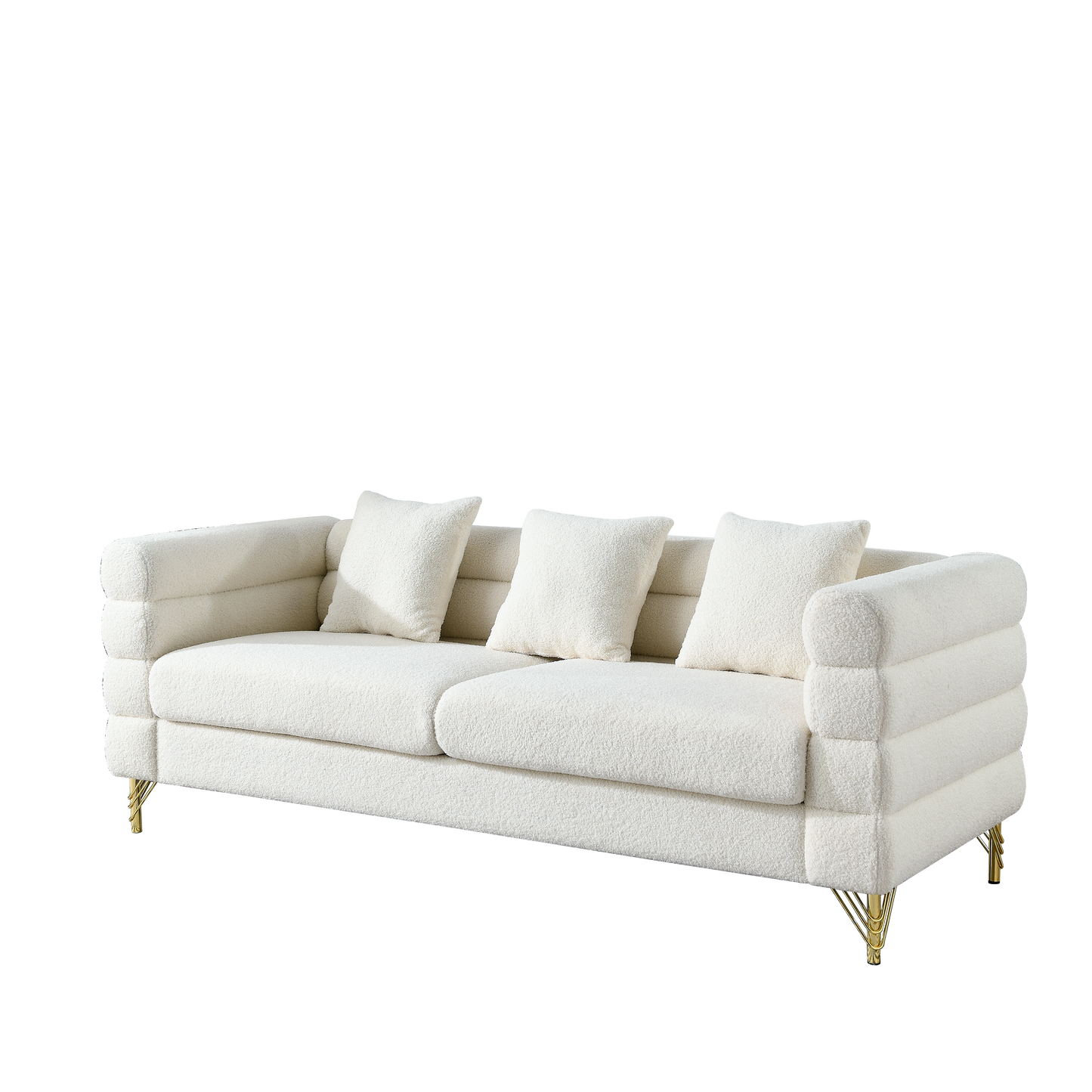 3-seater + 3-seater Combination sofa.White teddy(Ivory)