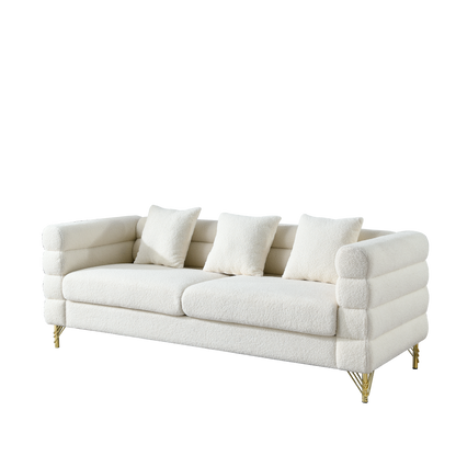 3-seater + 3-seater Combination sofa.White teddy(Ivory)