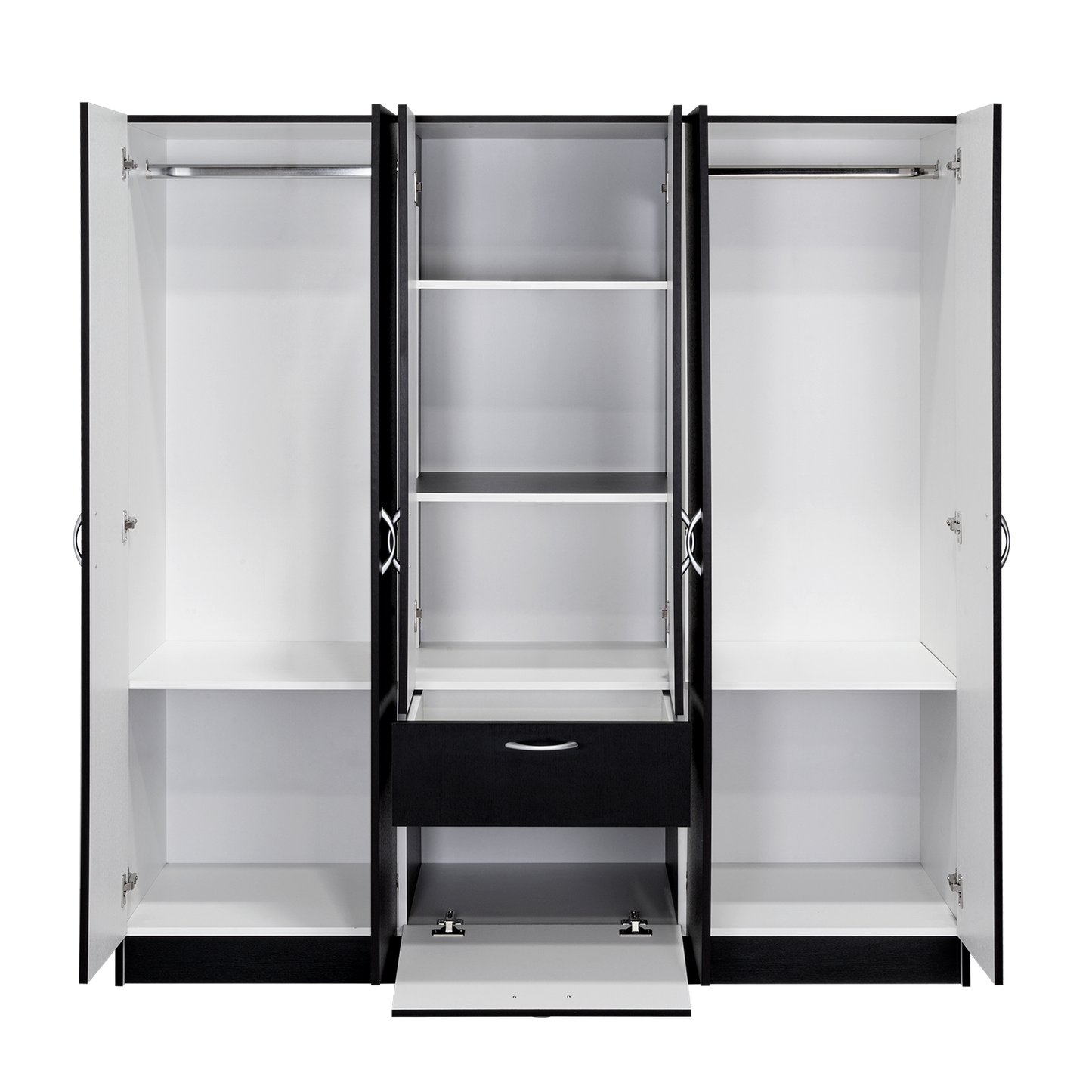Six Doors Armoire Maya, Bedroom, Black / White