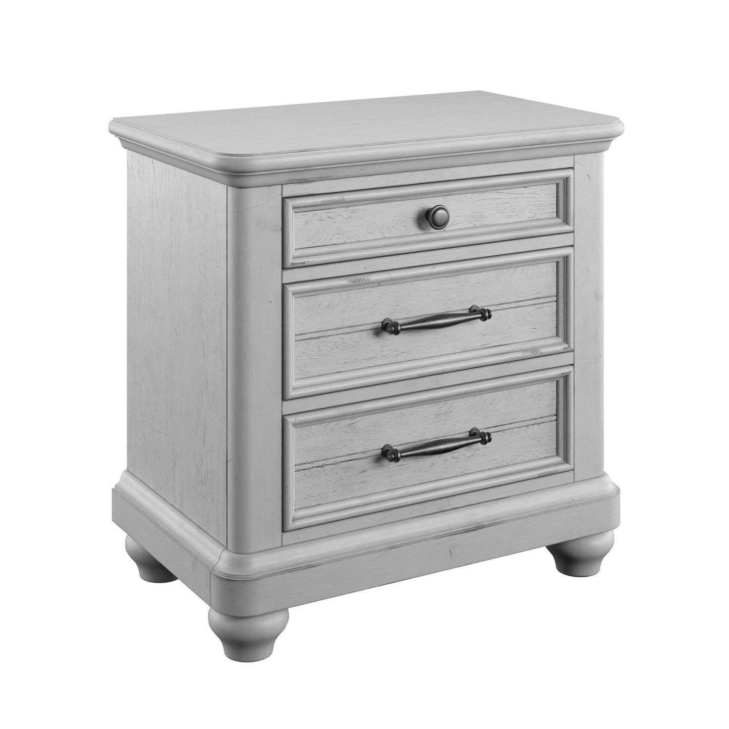 Mariano Gray 3-Drawer Nightstand With USB