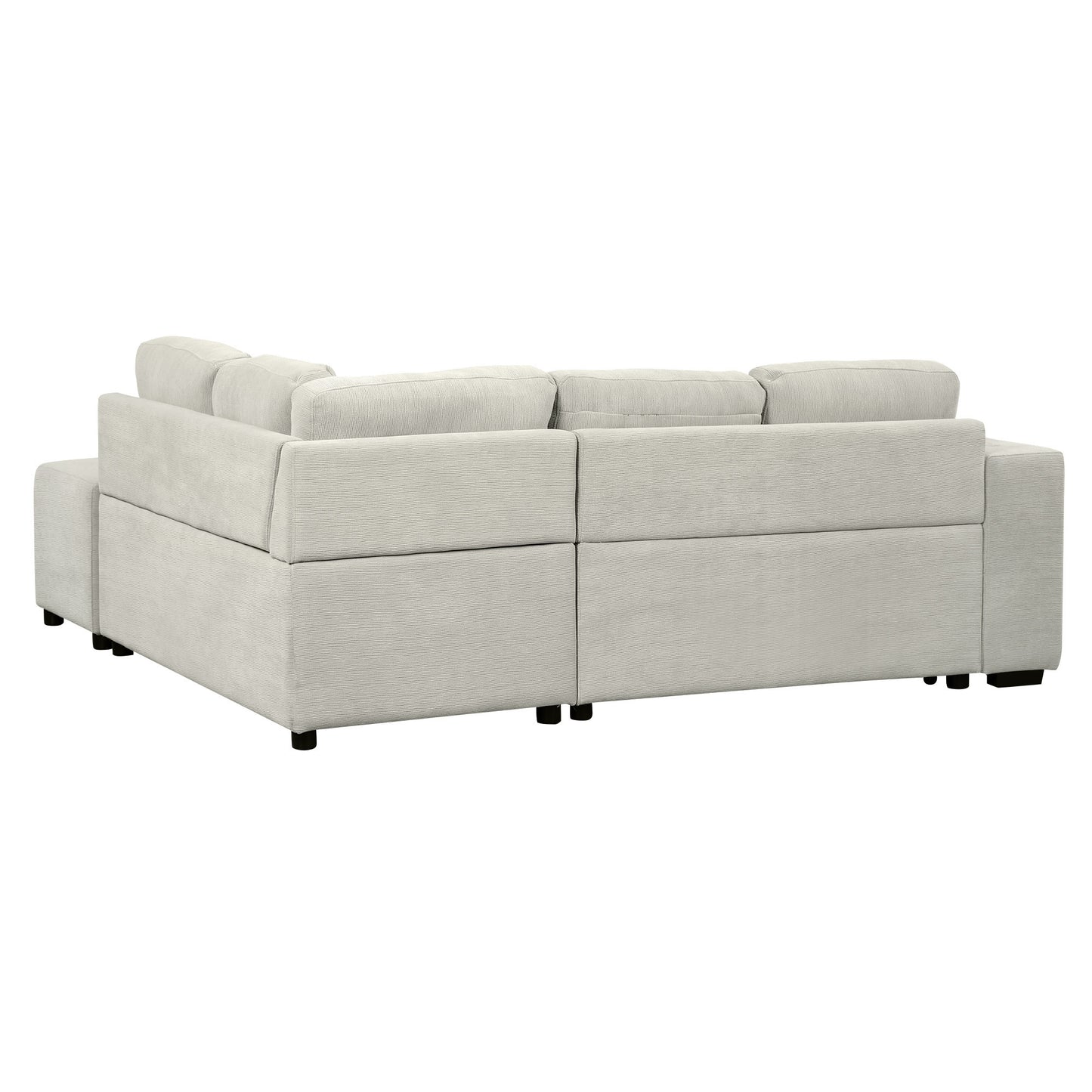 86.6" Sectional Sofa L-shaped Sofa Couch Pull-out Sofa Bed with a Movable Ottoman, Two USB Ports and Two Cup Holders for Living Room, Gray