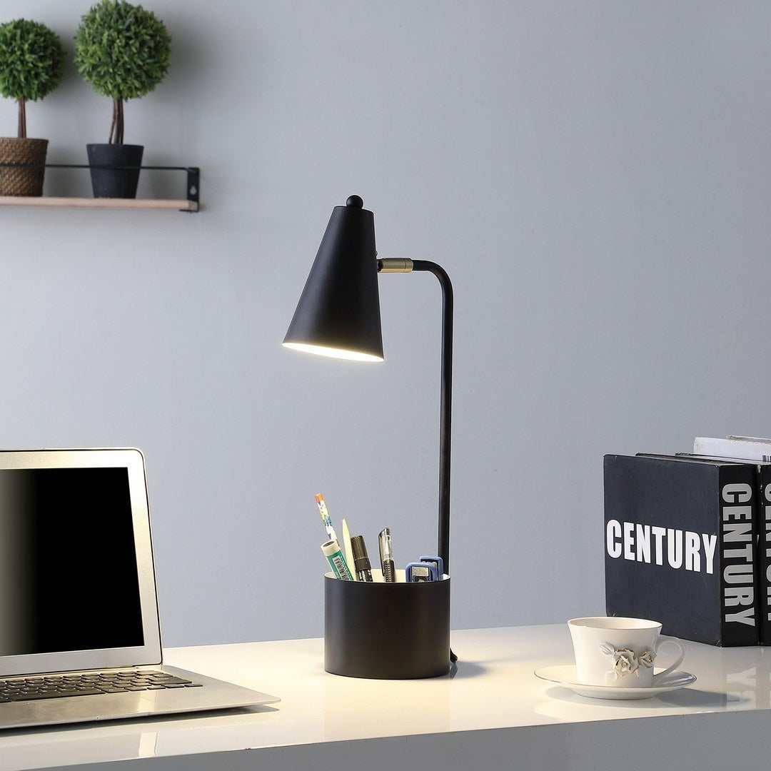 19.5" In Student Black Metal Task Desk Lamp W/ Organizer