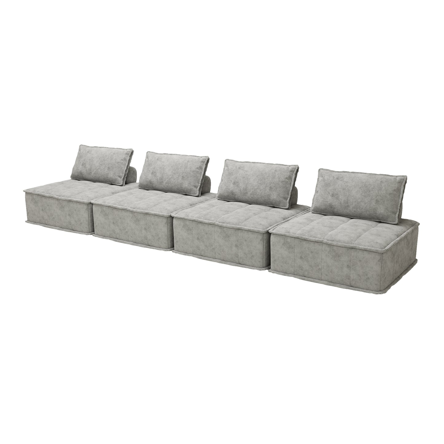 Modular 4-Piece Sofa with Adjustable and Removable Backrests for Ultimate Comfort Oversized sofa chenille light grey sofa