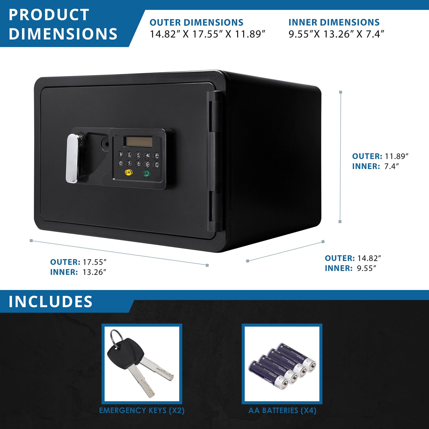 0.54 CUBIC FT KEYPAD FIREPROOF SECURITY SAFE