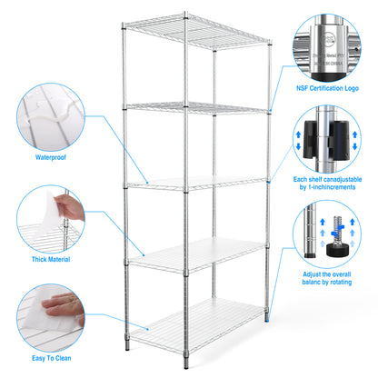 5 Tier Shelf Wire Shelving Unit - 5T-1636-C-LKJ, 72H