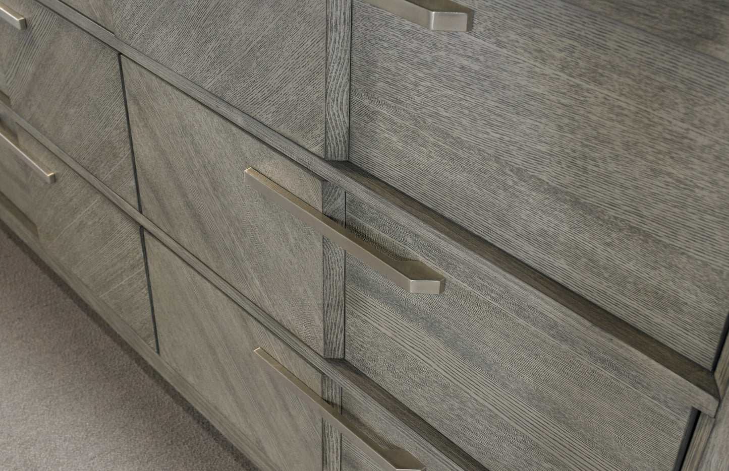 6 Drawer Dresser in Gray Book Matched Veneers