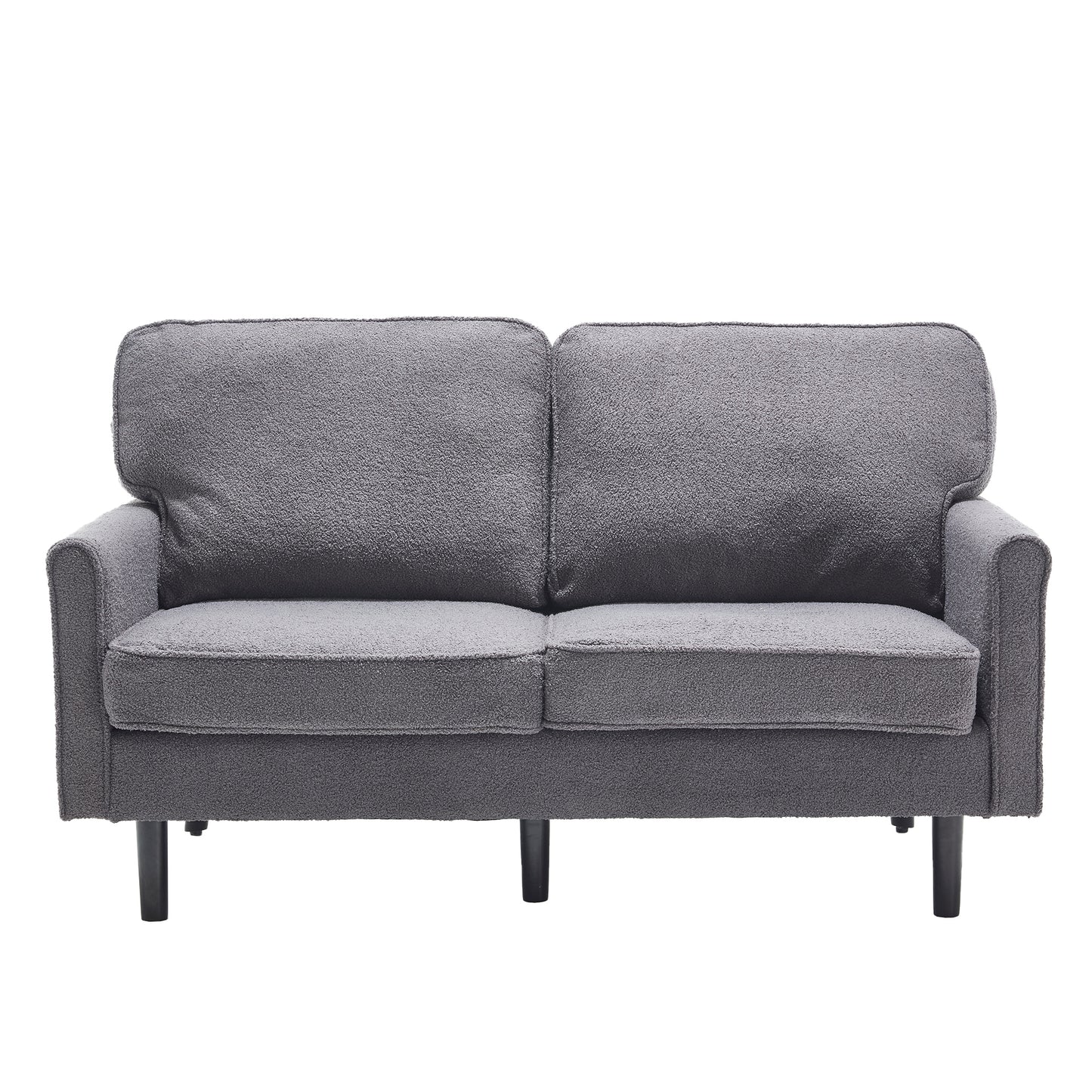 COOLMORE Loveseat Sofa, Mid Century Modern Love Seat, 2 Seater Sofa Couches for Living Room, Small Couch with USB & Removable Pillow Cover, Comfy Couch for Bedroom, Apartment (Gray)