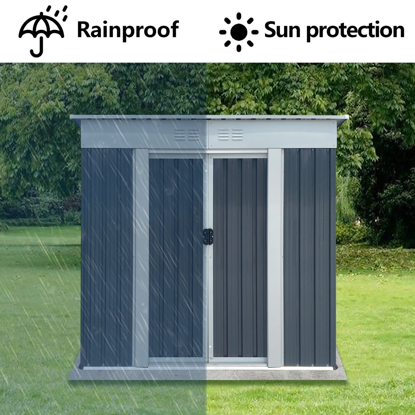 Outdoor Storage Sheds 6FTx4FT Pent Roof Grey