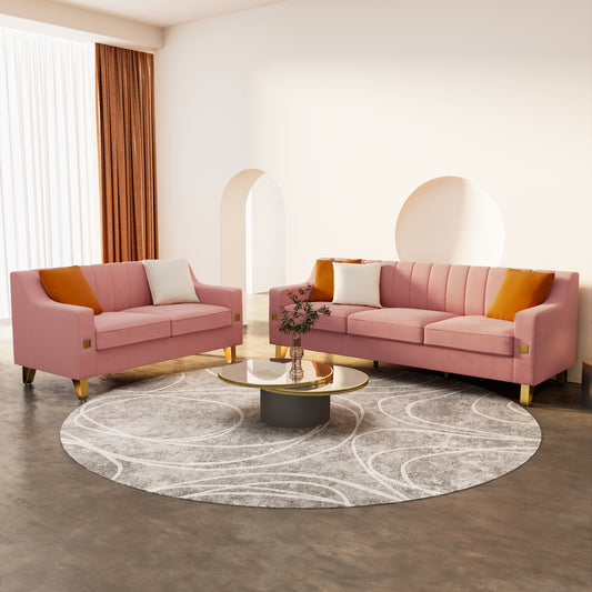 LIVING ROOM  SOFA  2 PIECES  LOVE SEAT AND SOFA  SET WITH PINK VELVET