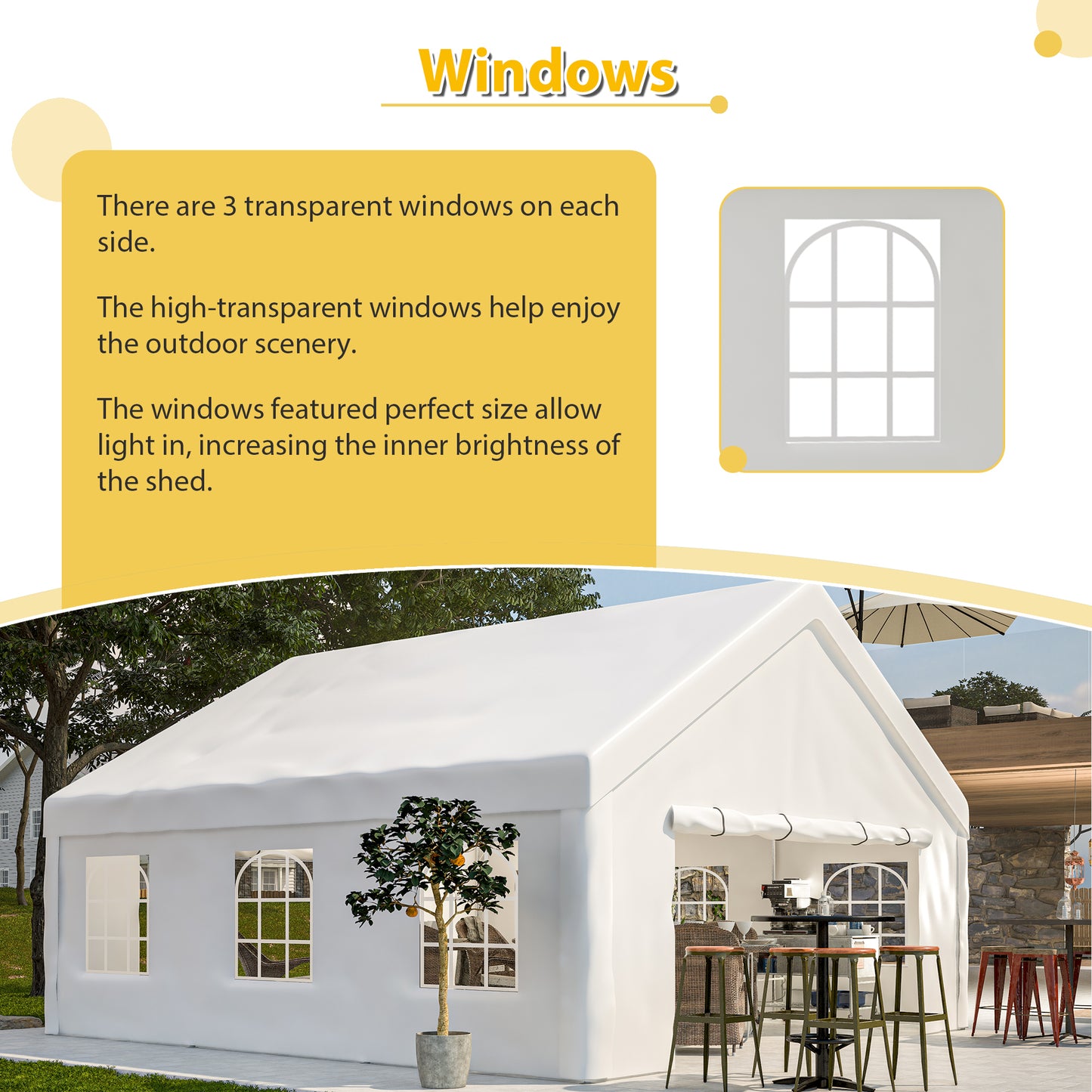 20x20FT Party Tent Heavy Duty, Large Wedding Event Shelters with 2 Storage Bags & Removable Sidewalls, Outdoor Canopy Gazebo Commercial Tents for Parties Carport Camping Garden Patio