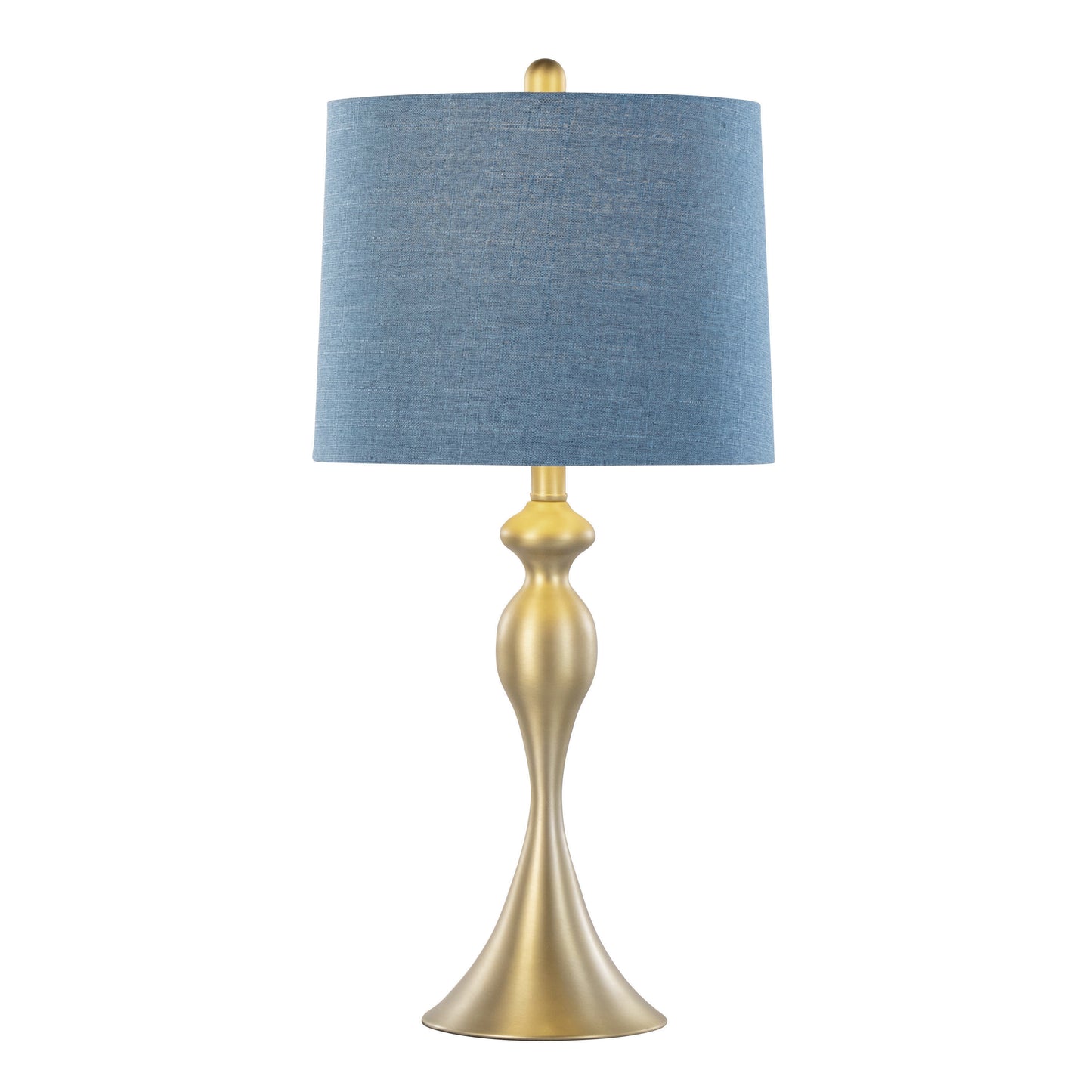 Ashland 27" Contemporary Metal Table Lamp in Gold Metal with Moroccan Blue Textured Slub Linen Shade from Grandview Gallery by LumiSource - Set of 2