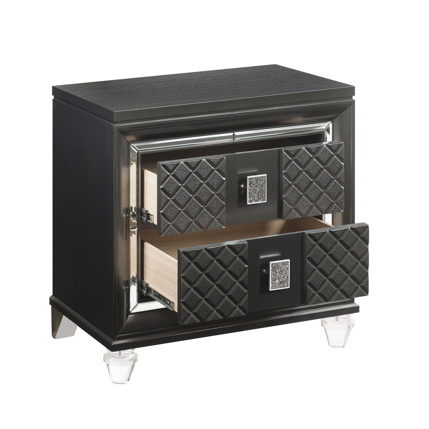 Metallic Grey 2-drawer Nightstand