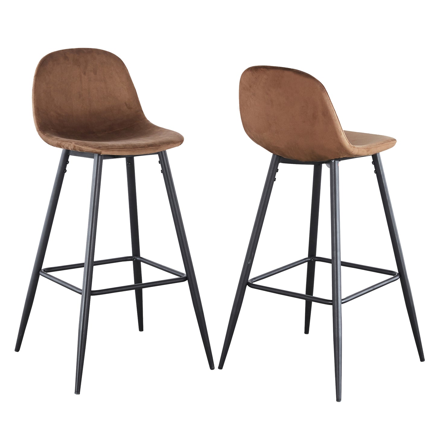 Bar Stools Set of 2, 30 Inches Velvet Barstool Modern Counter Bar Height Chair with Back, Sturdy Metal Legs & Footrests, Easy Assembly, Island Stool for Kitchen Bar