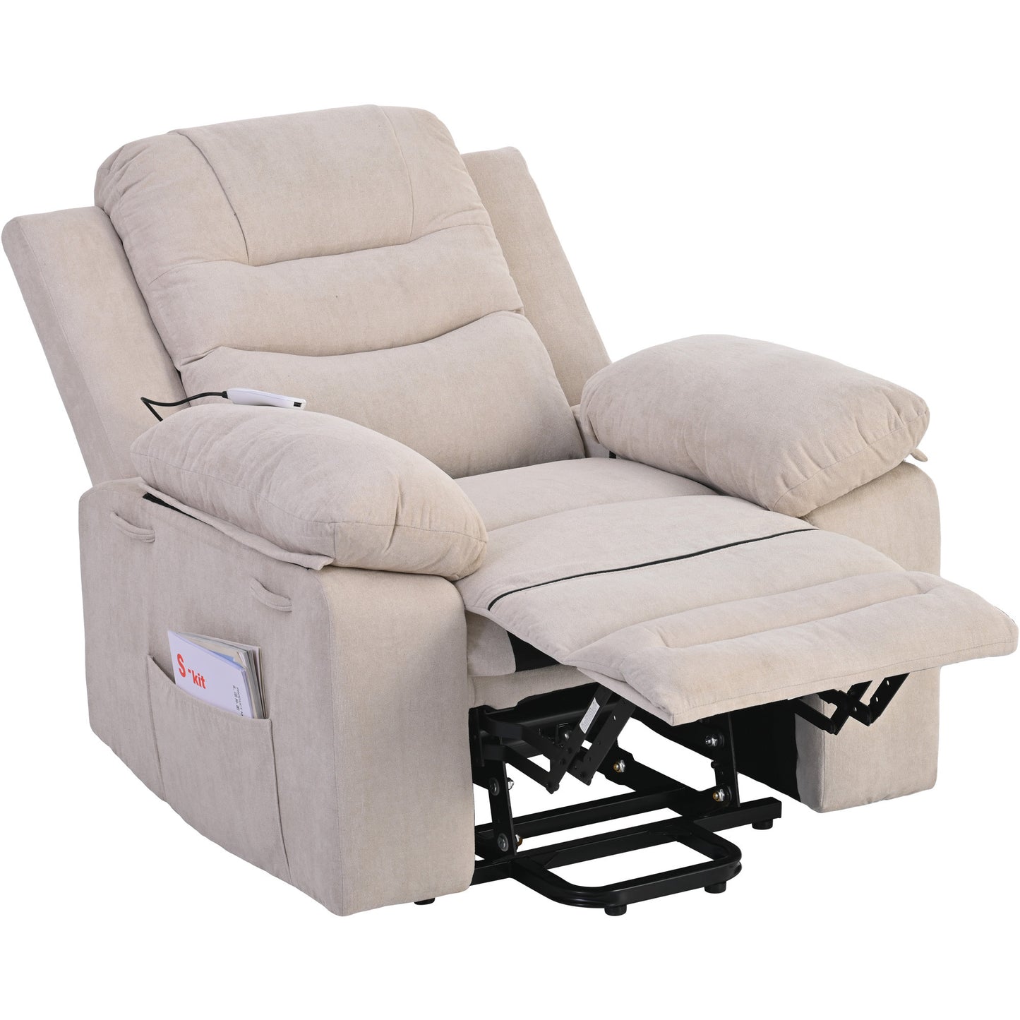 Massage Recliner,Power Lift Chair for Elderly with Adjustable Massage and Heating Function,Recliner Chair with Infinite Position and Side Pocket for Living Room ,Beige