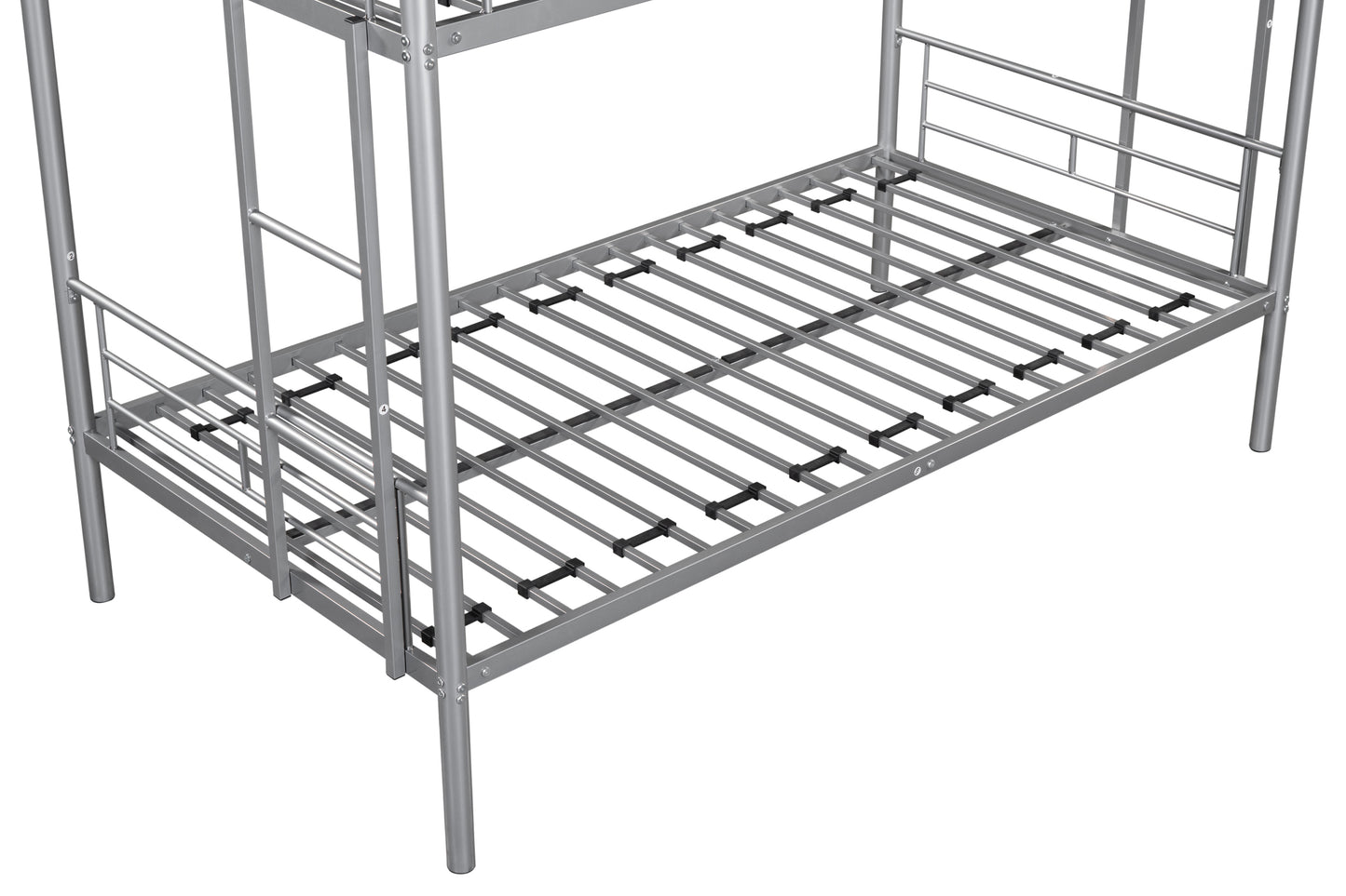 Metal Twin over Twin Bunk Bed/ Heavy-duty Sturdy Metal/ Noise Reduced Design/ Safety Guardrail/ 2 Side Ladders/ CPC Certified/ No Box Spring Needed