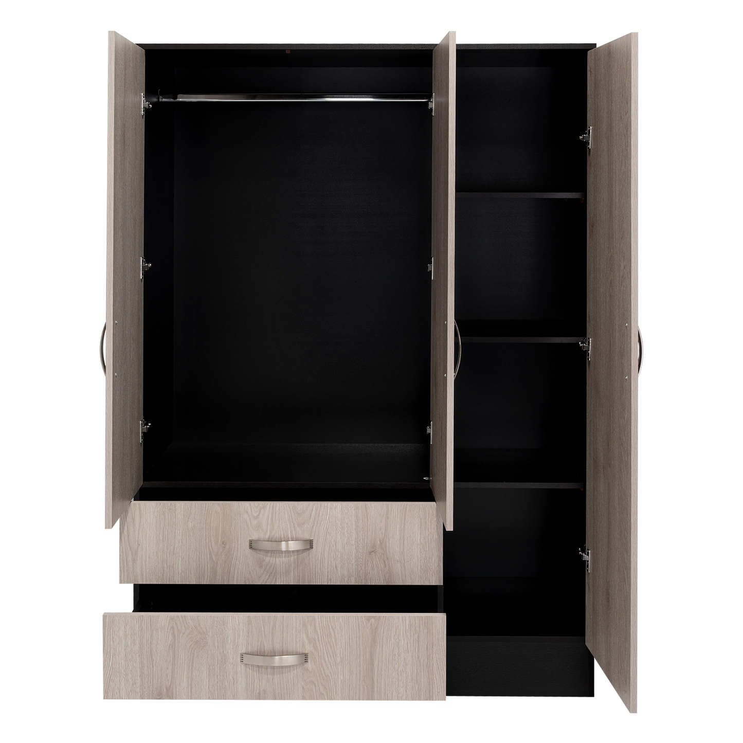 Mirrored Armoire Draggo, Bedroom, Black / Light Gray