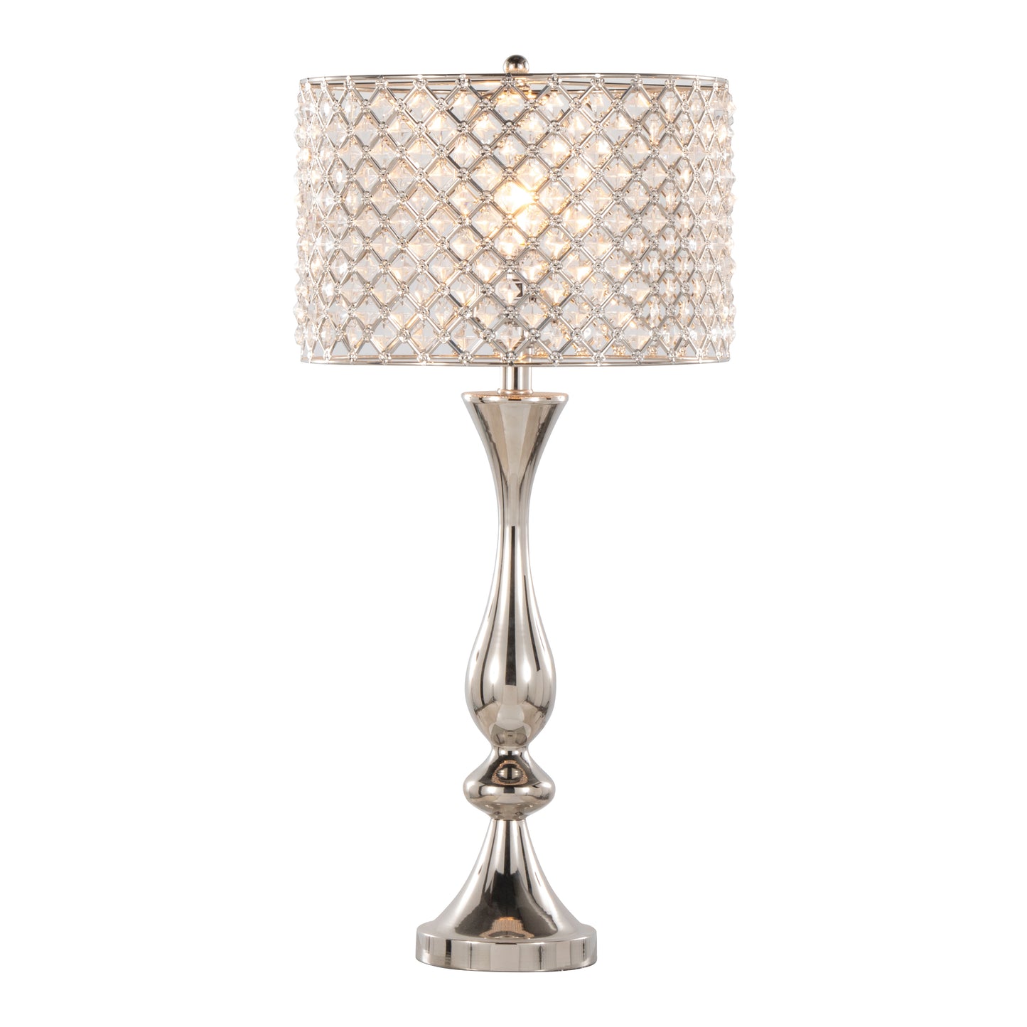 Topaz 27" Contemporary Metal Table Lamp in Polished Nickel with Clear K9 Crystal and Metal Shade from Grandview Gallery by LumiSource