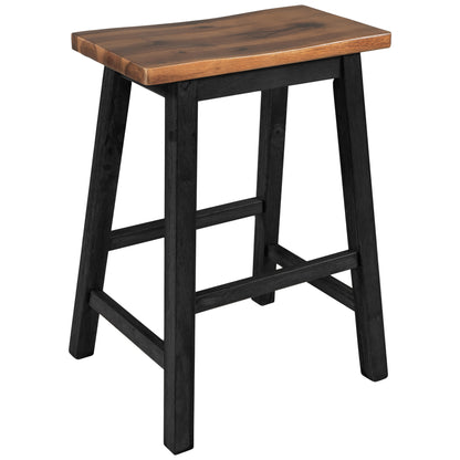 TOPMAX Farmhouse Rustic 2-piece Counter Height Wood Kitchen Dining Stools for Small Places, Walnut+Black