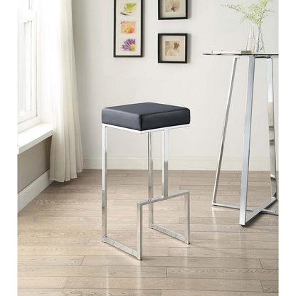 Black and Chrome Upholstered Bar Stool