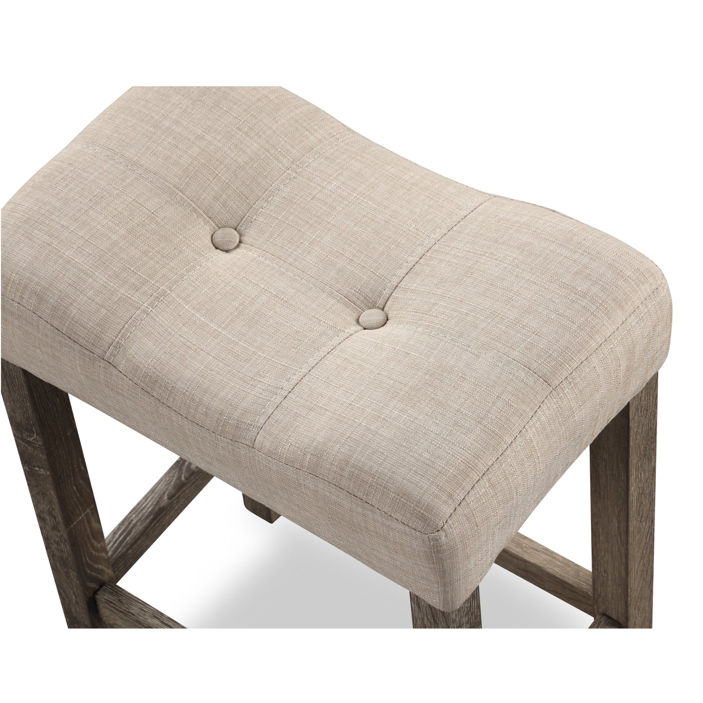 Sora Button Tufted Counter Height Saddle Stool, Set of 2, Taupe