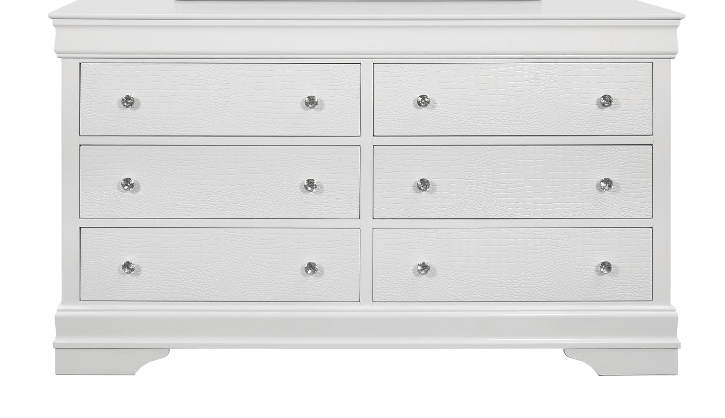 SHAKER CROCODILE METALLIC WHITE DRESSER