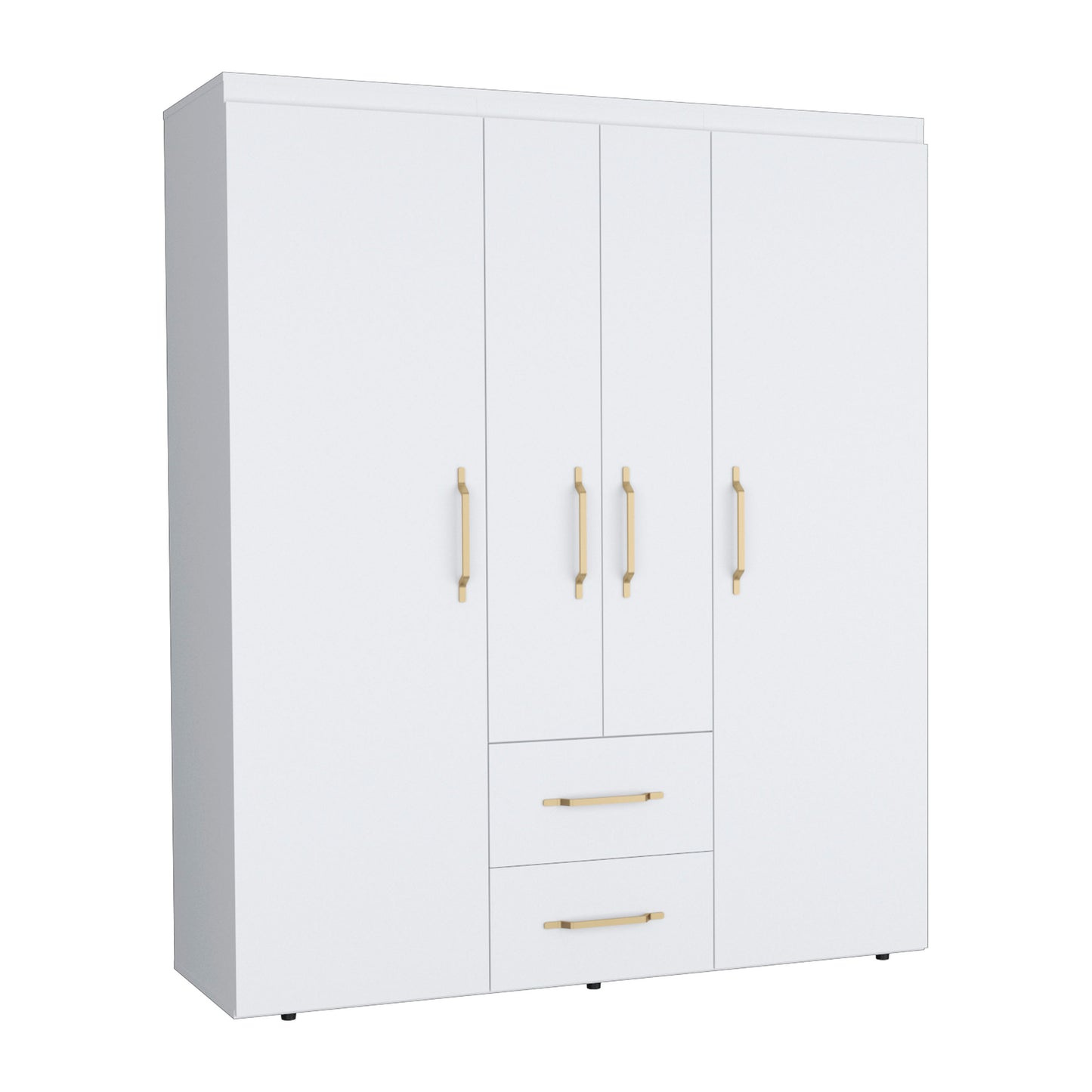 Bariloche Wardrobe, Multi-Section Storage with Hanging Rods, Shelves, and 2 Drawers