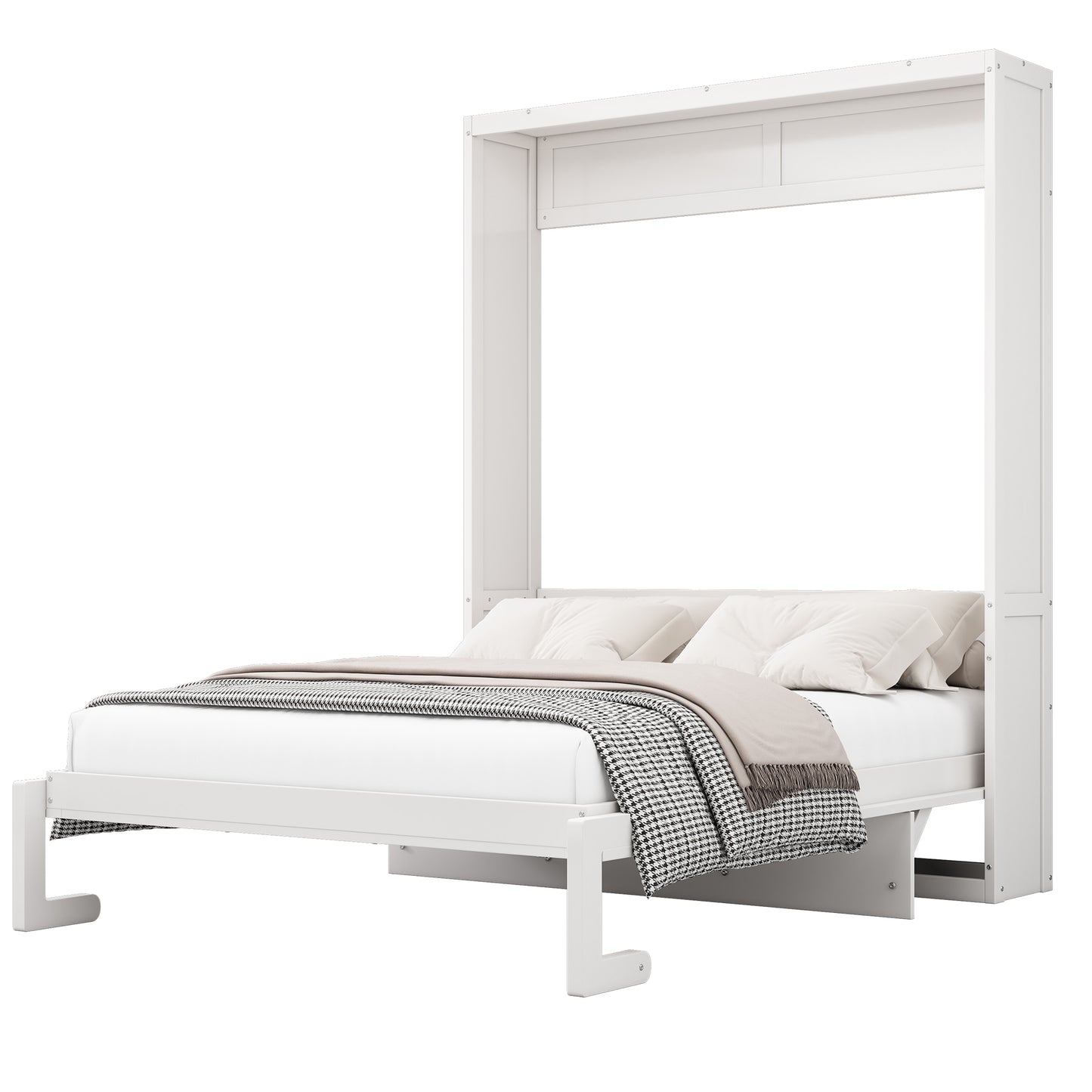 Queen Size Murphy Bed, 68-inch Cabinet Bed Folding Wall Bed with Desk Combo Perfect for Guest Room,Study, Office,White(old sku:BS530192AAC)