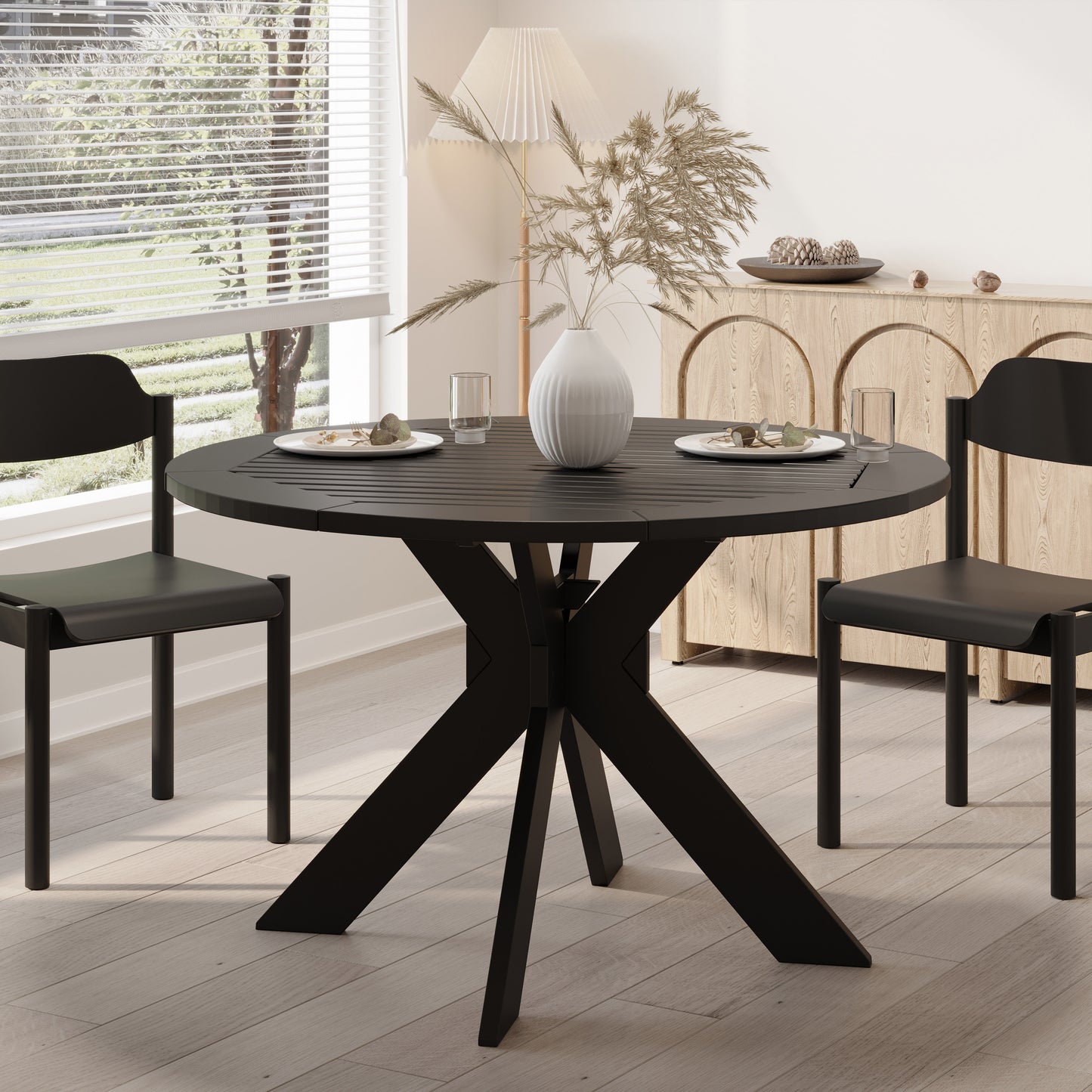 Sandee Dining Table, Round, Black