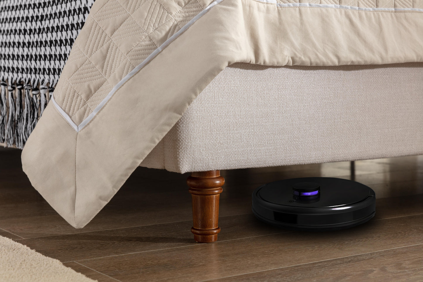 Hannah Upholstered Wingback Bed Size King / Tall 54" Headboard Upholstered King Bed / Premium Textured Canvas Chenille Look Ivory / Minimalist Designs
/ No Box Spring Needed / Easy Assembly / King