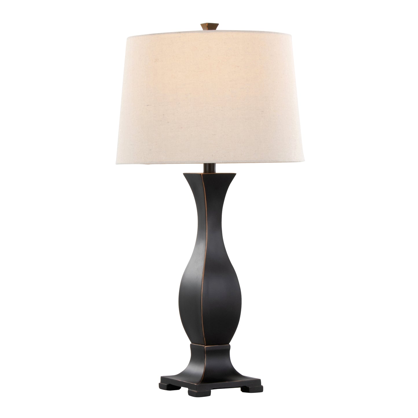 Riley 29" Contemporary Polyresin Table Lamp in Oil Rubbed Bronze Polyresin with Oat Linen Shade from Grandview Gallery by LumiSource - Set of 2