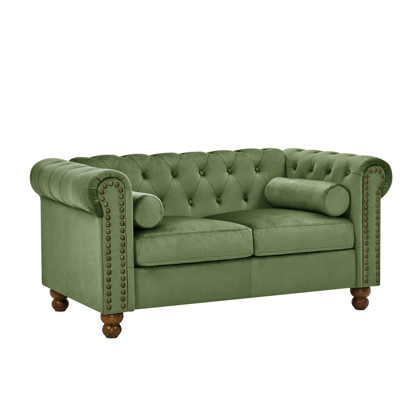 PHOYAL Large LOVE SEAT, Velvet Sofa TWO-seat Sofa  Classic Tufted Chesterfield Settee Sofa Modern 2 Seater Couch Furniture Tufted Back for Living Room (Green)