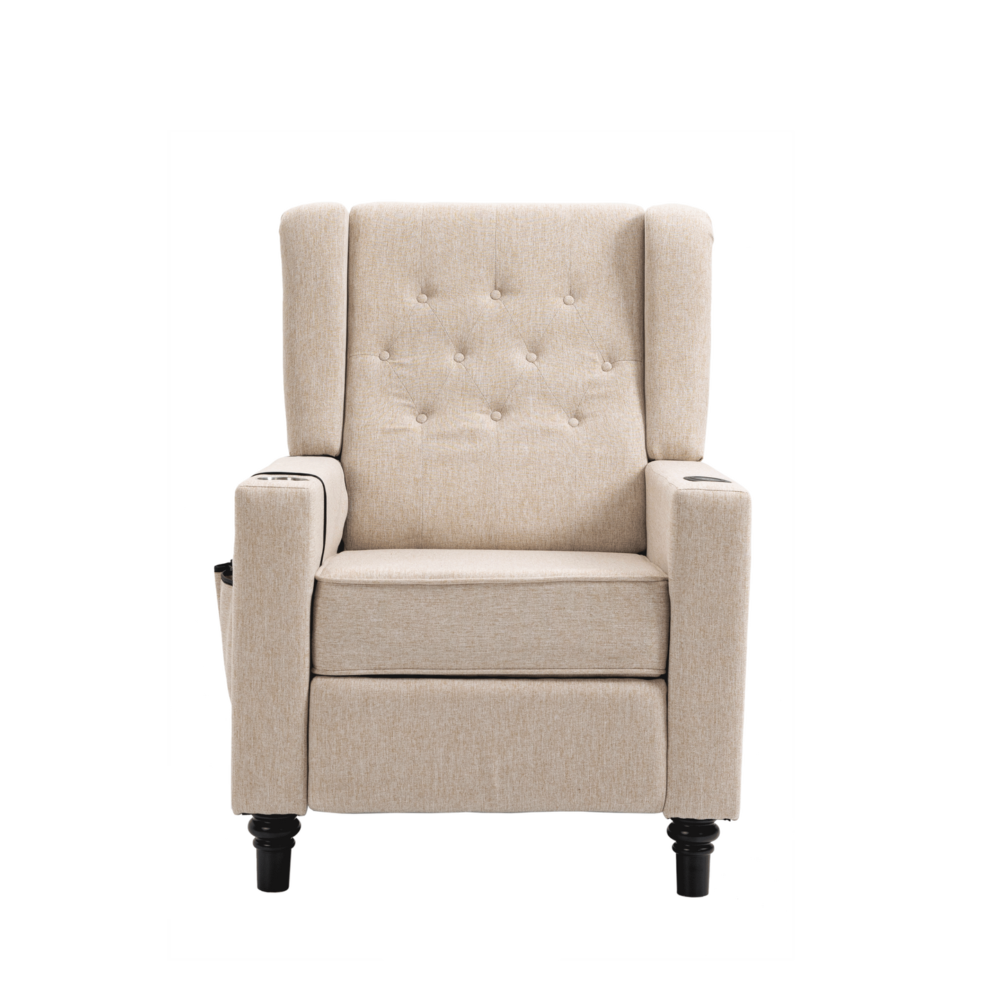 Arm Pushing Recliner Chair, Modern Button Tufted Wingback Push Back Recliner Chair, Living Room Chair Fabric Pushback Manual Single Reclining Sofa Home Theater Seating for Bedroom,Khaki Yelkow