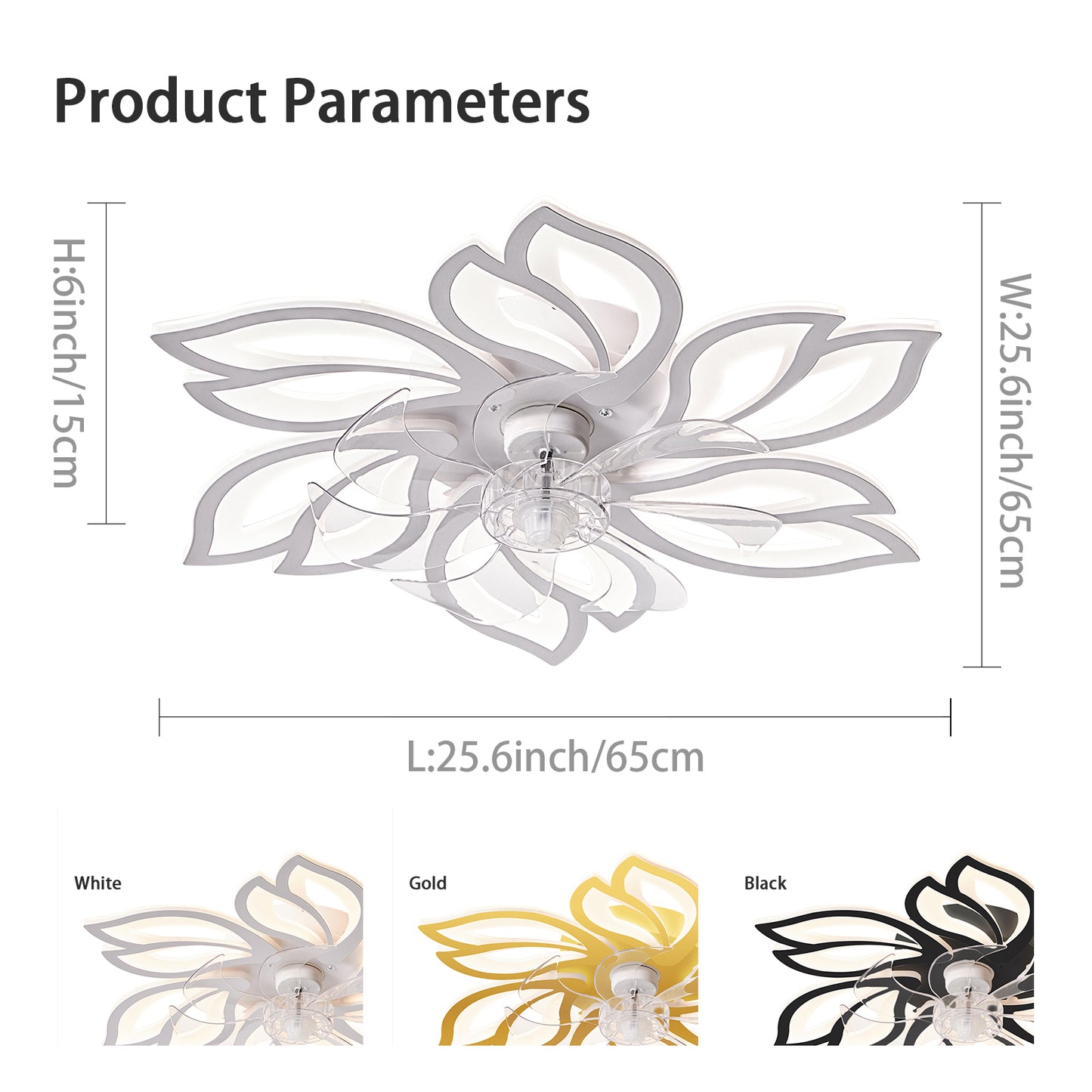 25.5In Ceiling Fan with Lights, Remote Control 3 Color Temperatures,6 Gear wind Speed Fan Light