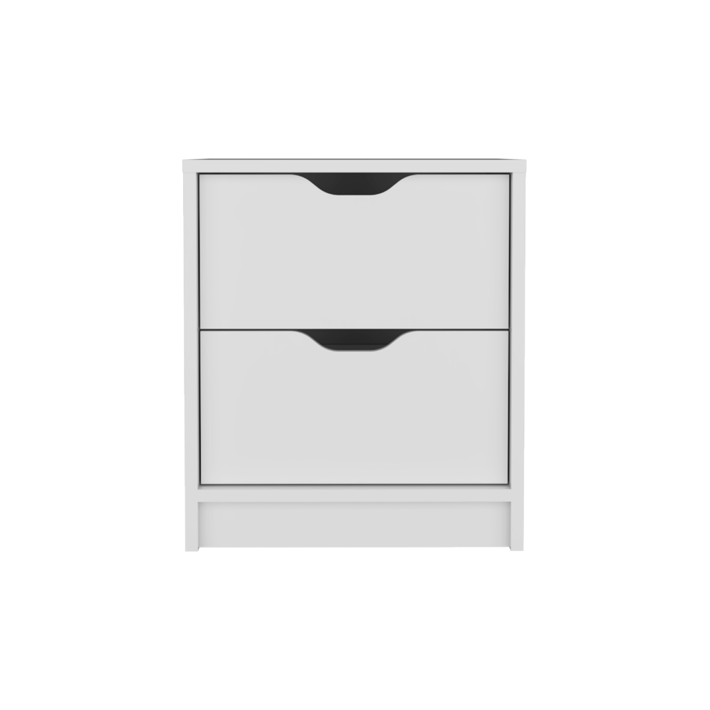 Basilea 2 Drawers Nightstand , End Table, Side Table Pull Out System -White
