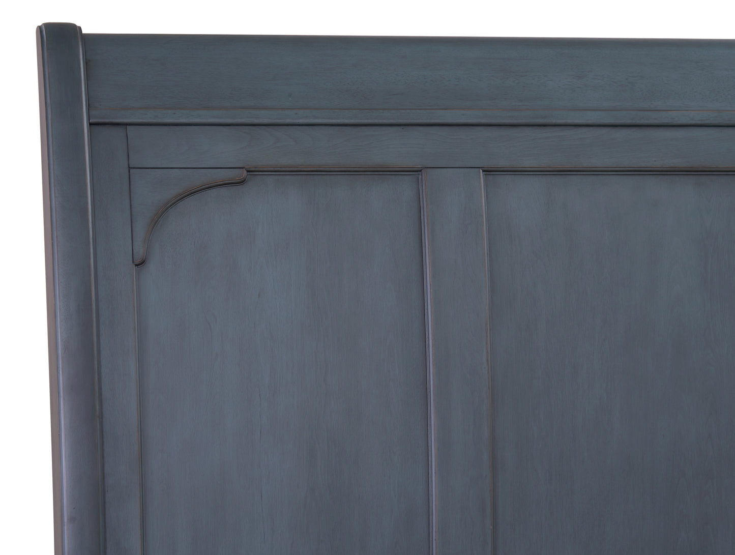 King Size Sleigh Bed, Corduroy Blue Finish