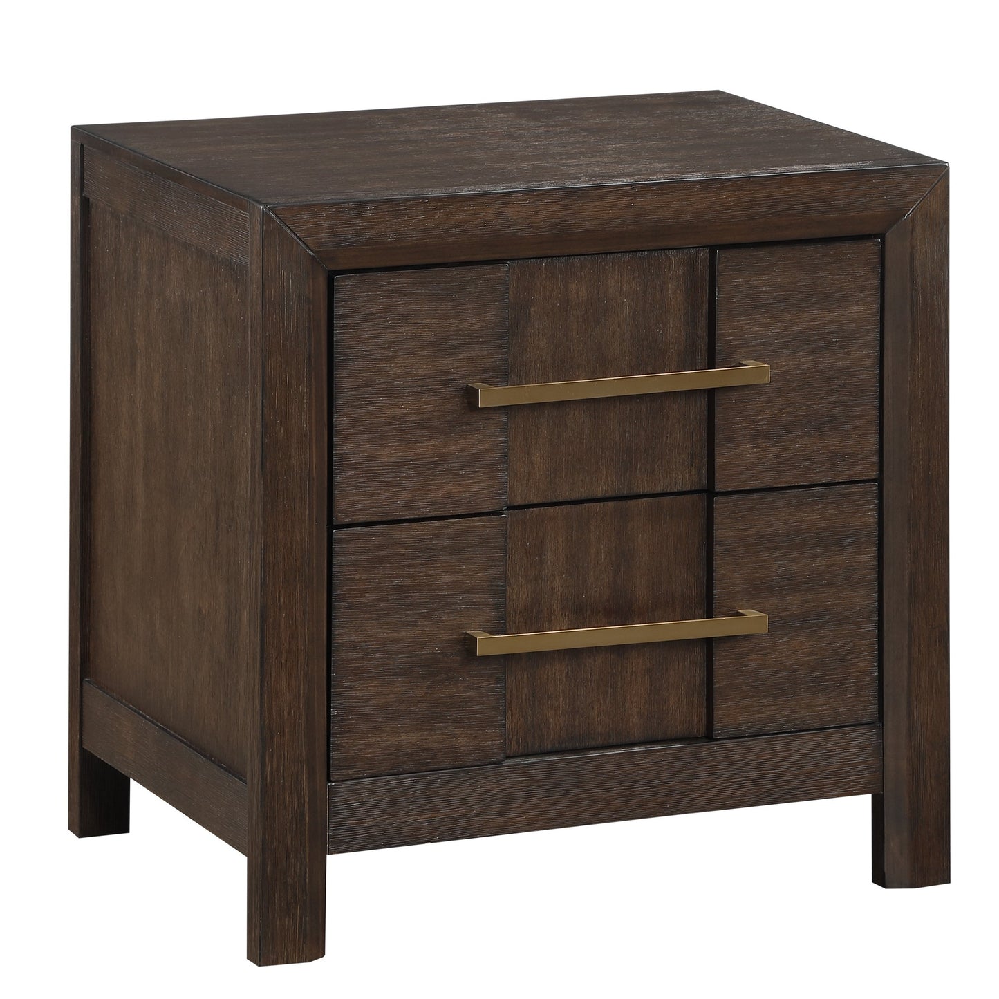 Modern Style 2-Drawer Nightstand Made with Wood in Walnut