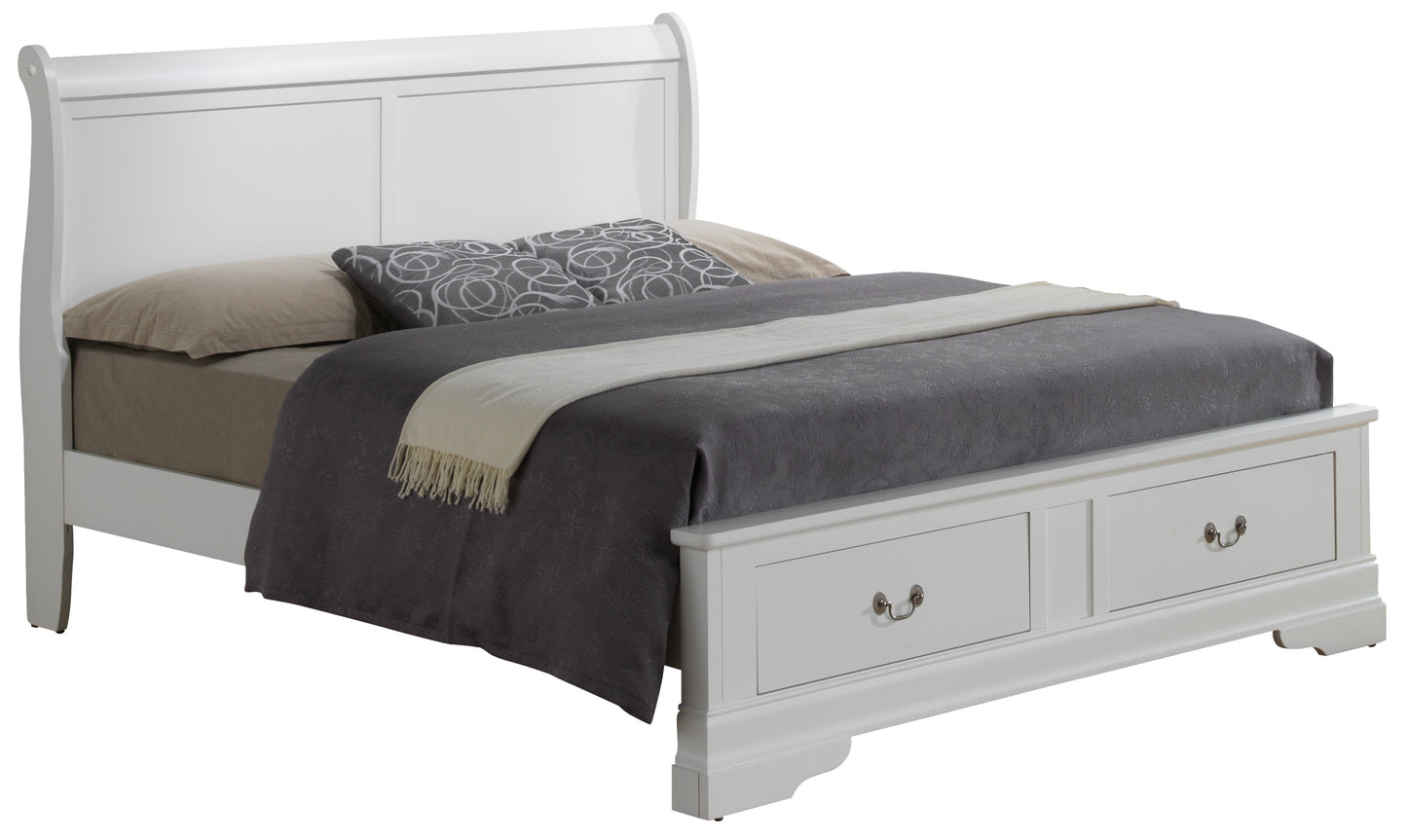 Elegant Traditional Storage Bed In White