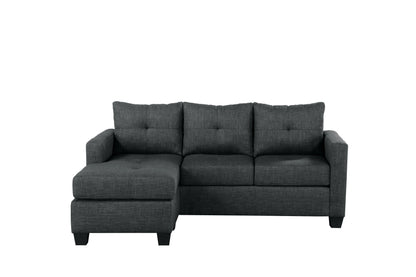 Unique Style Dark Gray Color 1pc Reversible Sofa Chaise Lenin-Like Fabric Upholstered Track Arms Tufted Sectional Sofa