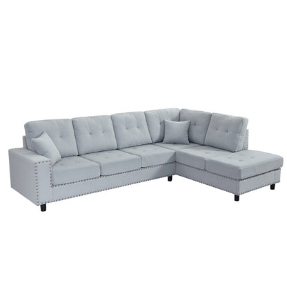 U_Style 109.2''L-shaped Modular Sectional Sofa with Removable  Back Cushions and 2 Pillows, Suitable for Living rooms, Offices, and Apartments